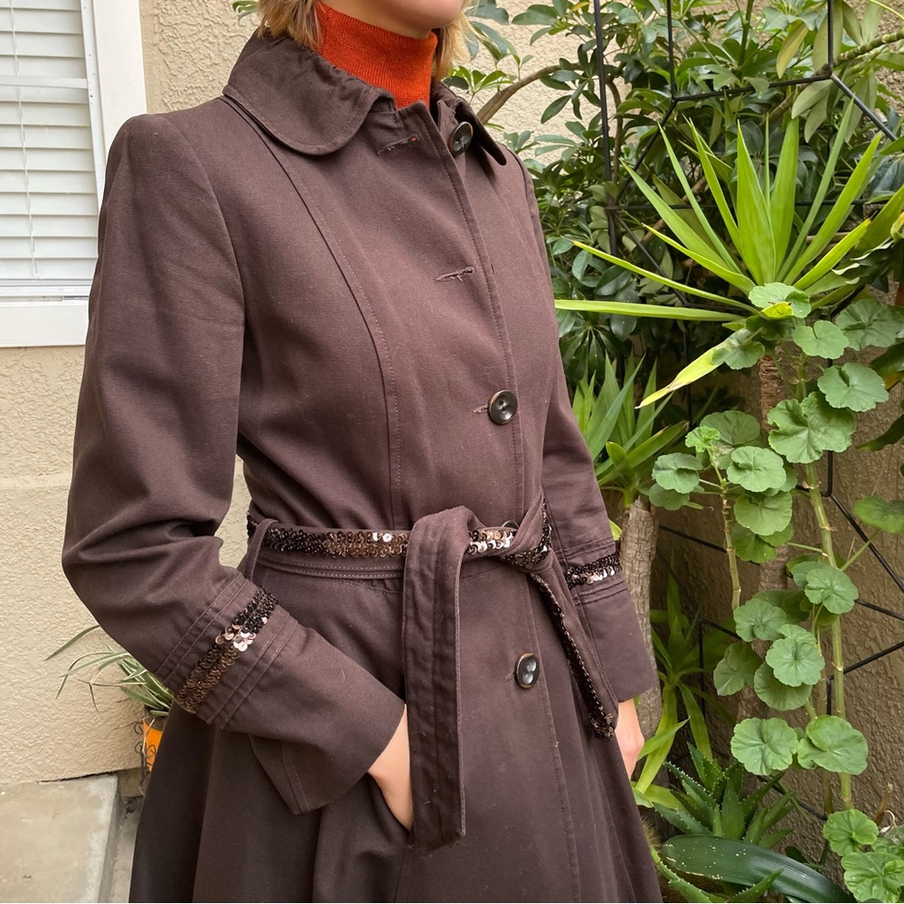 Vintage dark brown Zara cotton long coat